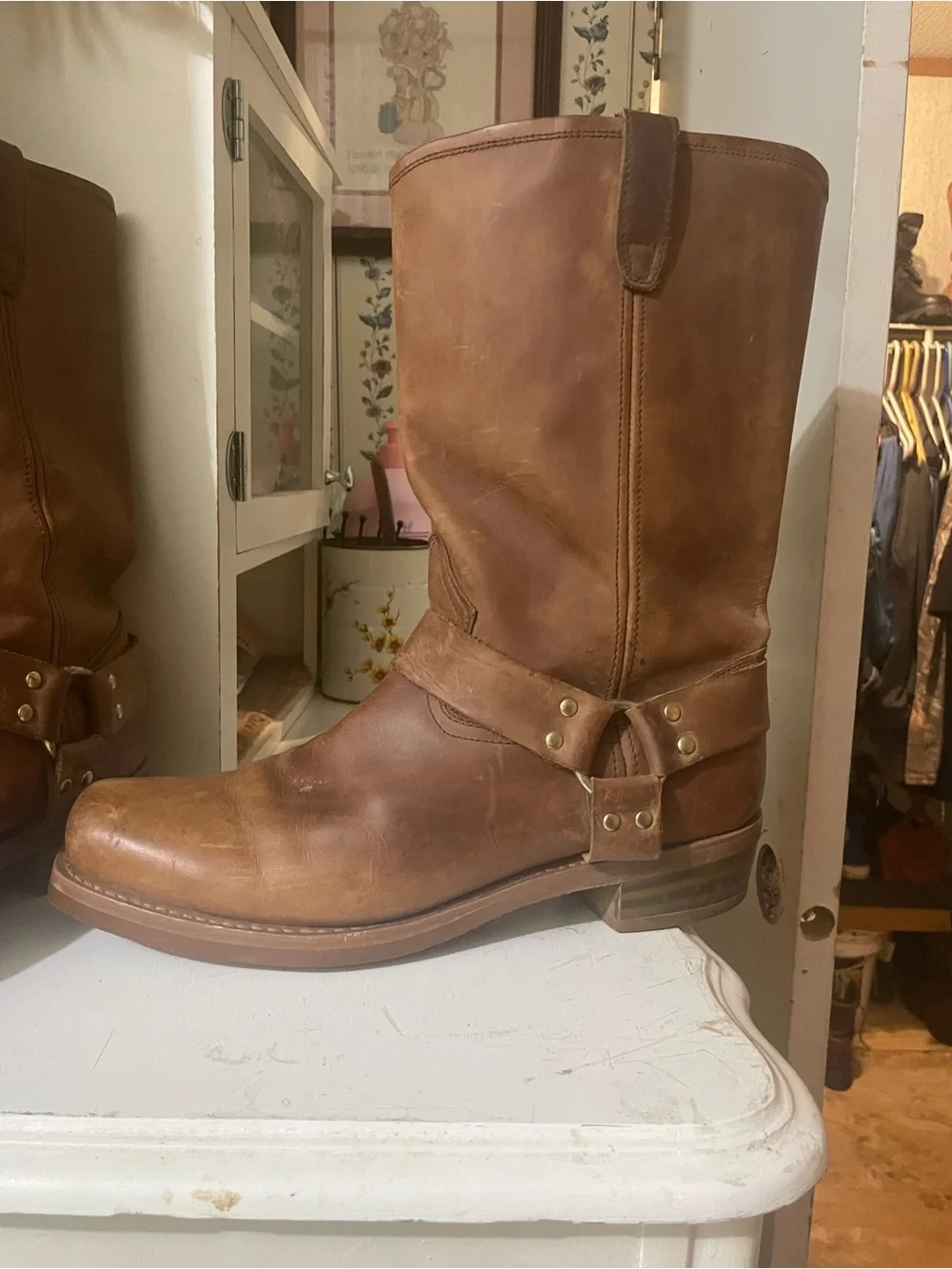dingo Brown Leather Western Engineer Boots